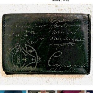 Berluti Scritto Calligraphy Imbuia Nero Grigio Leather Card Holder Case Wallet